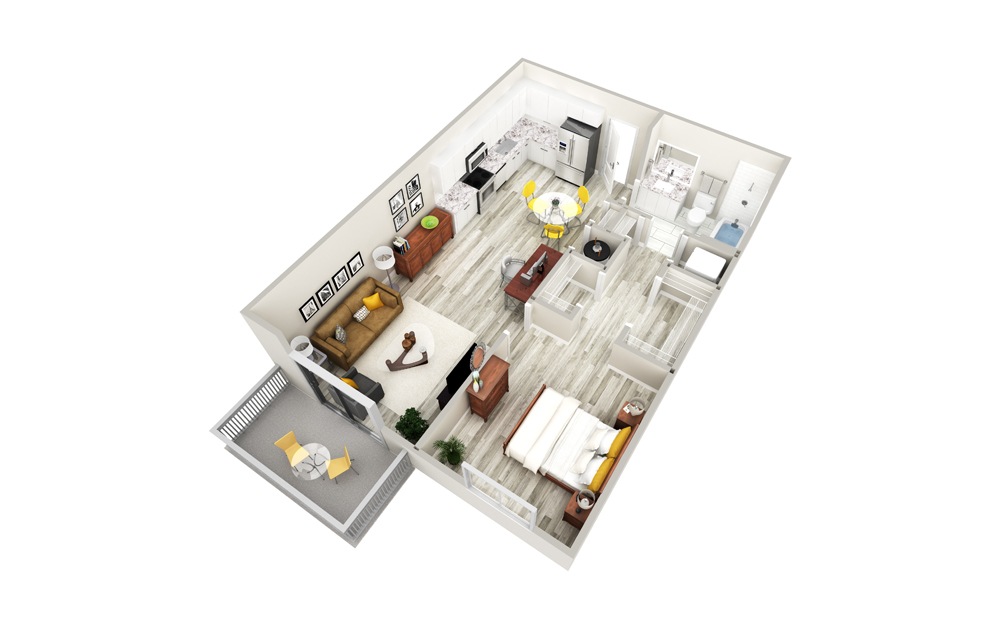 A 1 Bed 1 Bath Floorplan